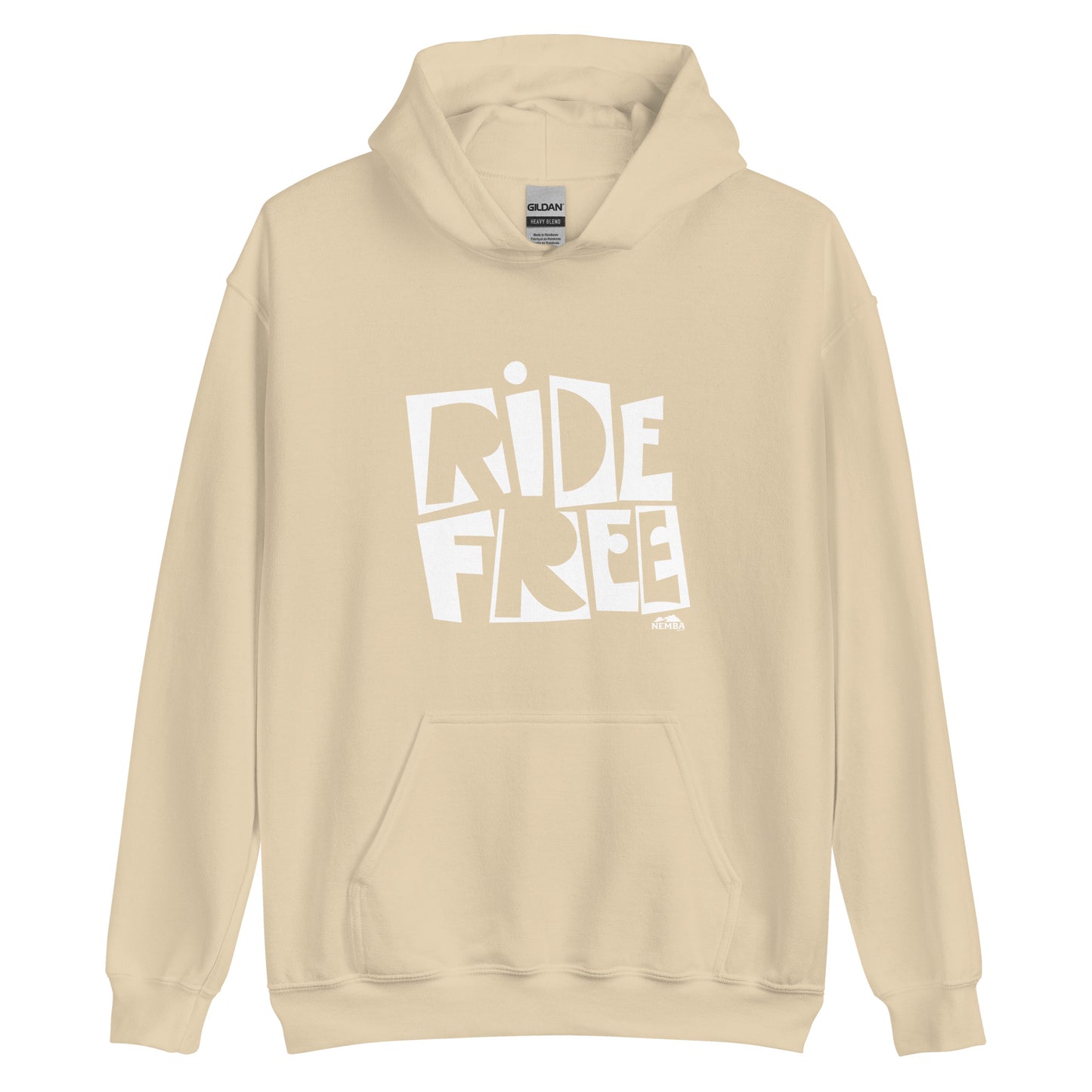 Unisex Hoodie, White Ride Free Logo