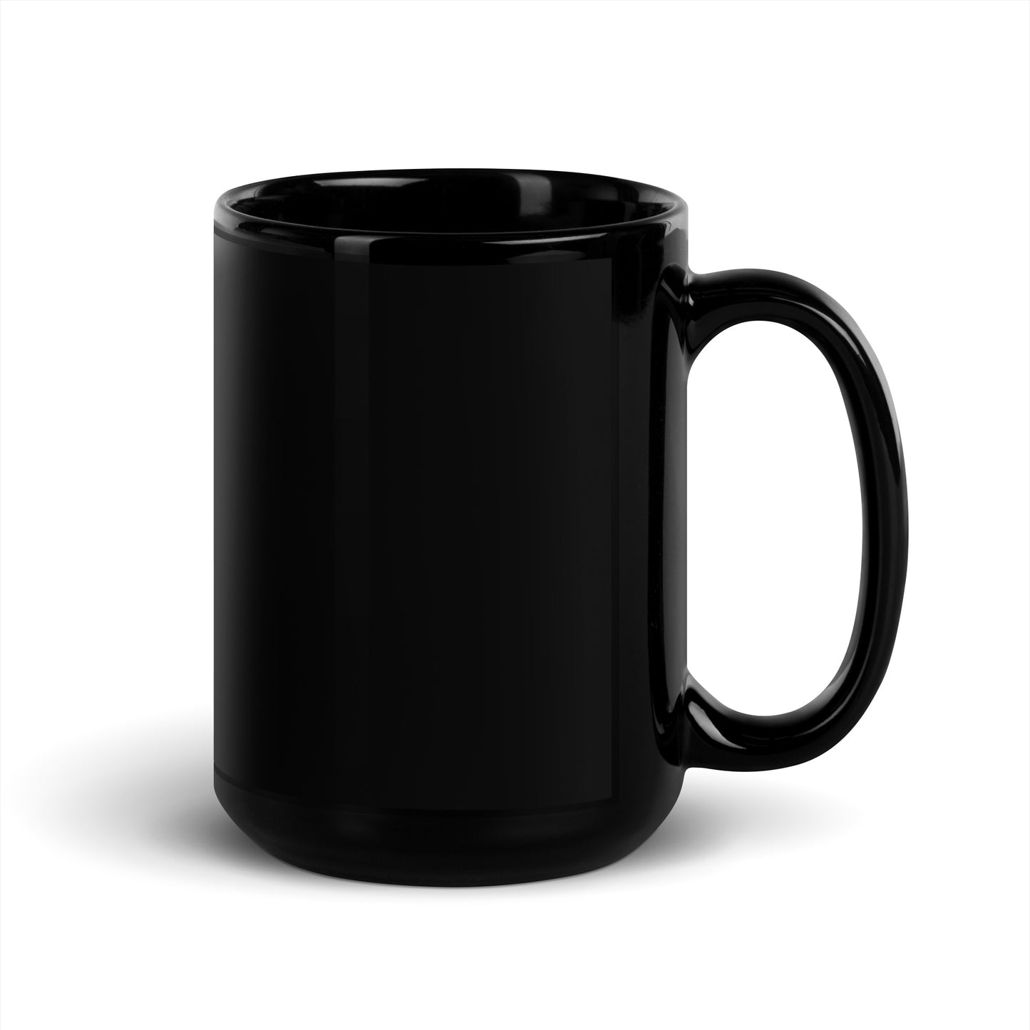 Black Glossy Mug, White Logo