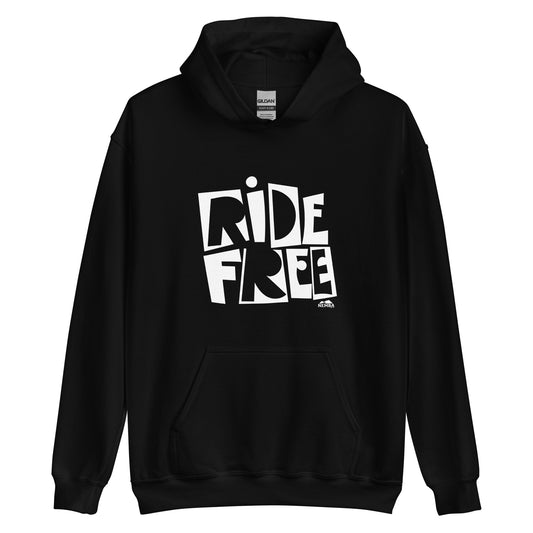 Unisex Hoodie, White Ride Free Logo