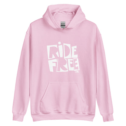 Unisex Hoodie, White Ride Free Logo