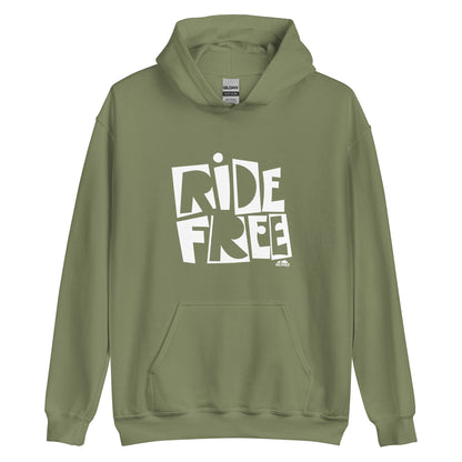 Unisex Hoodie, White Ride Free Logo