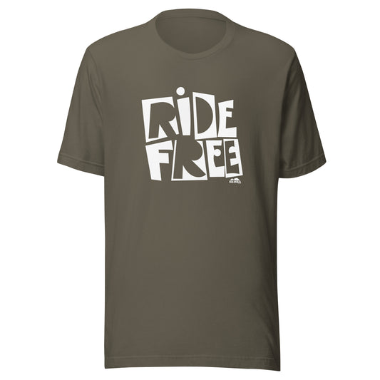 Unisex T-Shirt, White Ride Free Logo