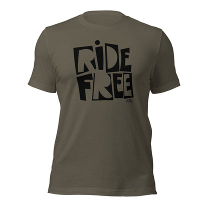 Unisex T-Shirt, Black Ride Free Logo