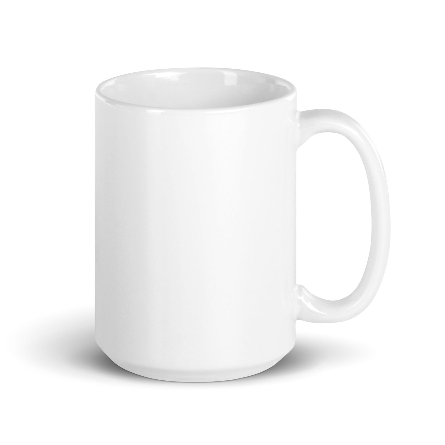 White Glossy Mug, Orange Logo